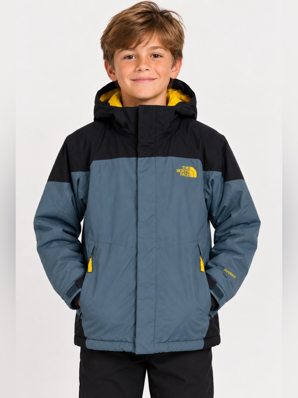 The North Face Boys Heatseeker HyVent Jacket M 10/12 Black Blue Yellow